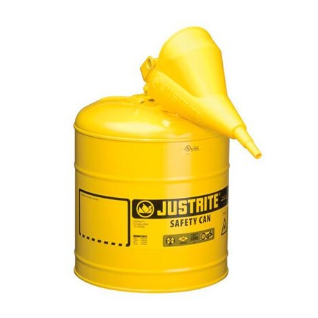 bidon de seguridad justrite tipo 1 de acero amarillo cap 5 gal cembudo