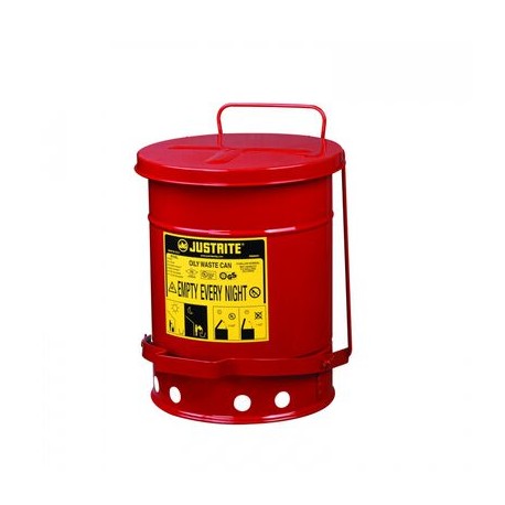 bidon de seguridad justrite de acero rojo p/desechos aceitosos c/pedal levanta tapa cap 6 gal