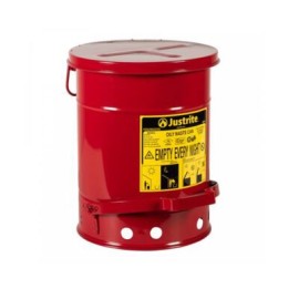 bote justrite 09108 de acero galvanizado rojo pdesechos aceitosos 6 gal cierre automático con pedal