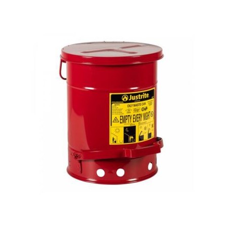 bote justrite 09108 de acero galvanizado rojo pdesechos aceitosos 6 gal cierre automático con pedal