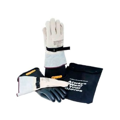 kit de guantes encon dielectricos clase 0 de 11 in cguante de caucho negro y guante protector de piel blanco t8