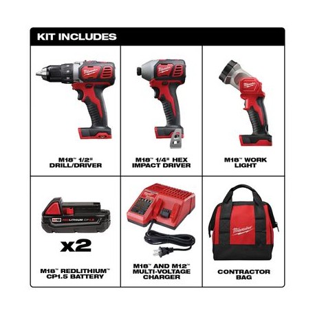 combo kit taladro milwaukee 269123 destornillador de 12in llave de impacto 38in m18 fuel lampara de trabajo