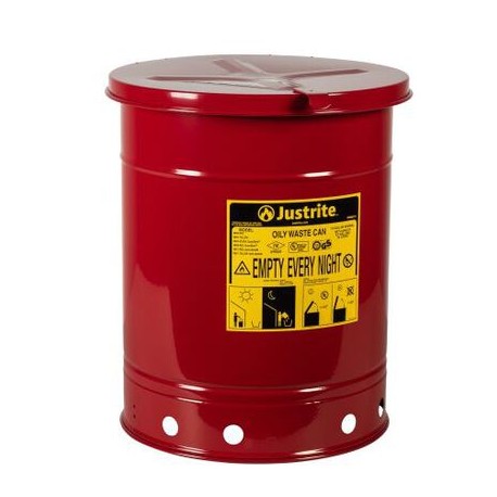 bote justrite de acero rojo tapa manual 10 gal presiduos aceitosos