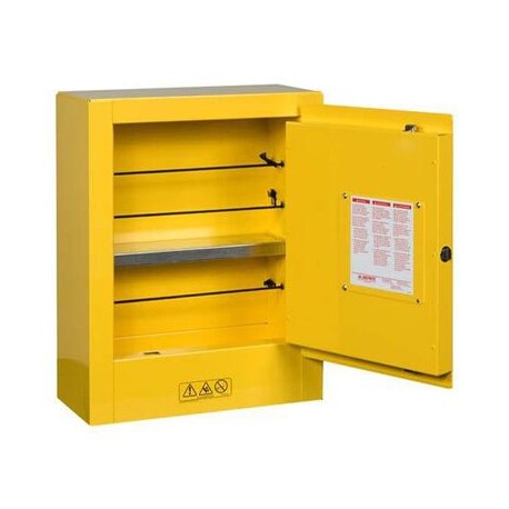 mini gabinete justrite de seguridad inflamable de acero amarillo 1 estante cpuerta