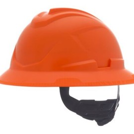 casco msa vgard c1 de polietileno de alta densidad naranja de ala completa no ventilado suspension de 4 puntos cajuste fastrac 