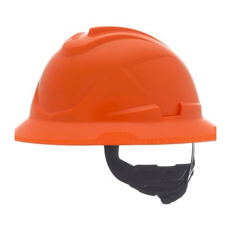 casco msa vgard c1 de polietileno de alta densidad naranja de ala completa no ventilado suspension de 4 puntos cajuste fastrac 