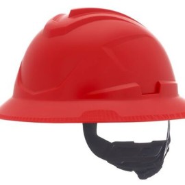 casco msa vgard c1 de polietileno de alta densidad rojo de ala completa no ventilado suspension de 4 puntos cajuste fastrac iii