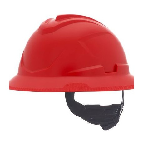 casco msa vgard c1 de polietileno de alta densidad rojo de ala completa no ventilado suspension de 4 puntos cajuste fastrac iii