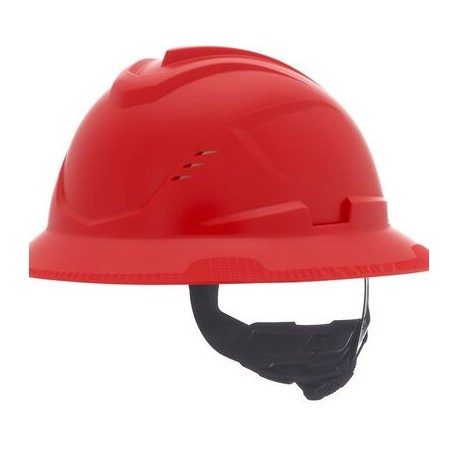 casco msa vgard c1 de polietileno de alta densidad rojo de ala completa ventilado suspension de 4 puntos cajuste fastrac iii