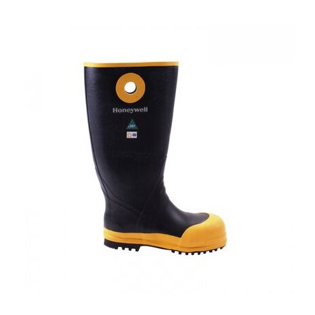 bota para bombero honeywell de caucho negro/amarillo no insulado c/c acero t-7