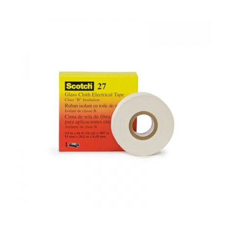 cinta scotch 3m 27 electrica de fibra de vidrio cadhesivo de caucho blanco de 19 mm x 20.1 m