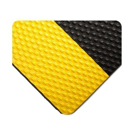 tapete antifatiga wearwell kushion walk sin ranuras negro con amarillo de 3 ft x 5 ft